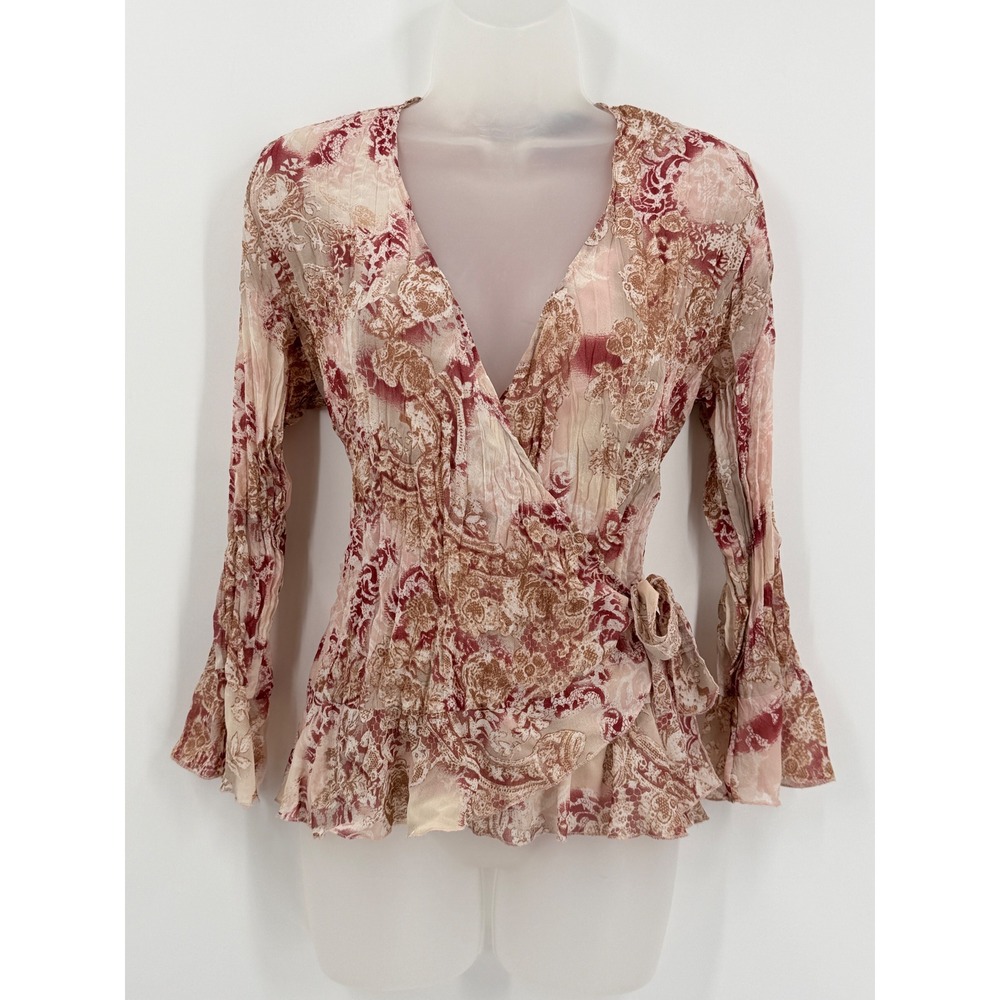 Fairy Grunge Sheer Wrap Top Womens sz XL Whimsigoth Fairycore Bell Sleeve boho